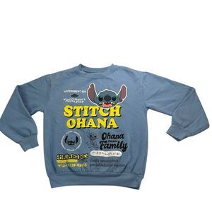 Womens Sz m Disney Lilo And Stitch Sweatshirt Top Blue Ohana Graphic Pullover